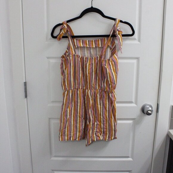 ModCloth Womens Sleeveless Multicolor Striped Shoulder Tie Romper Size Small - Picture 2 of 3